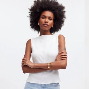 Madewell Ribbed Boatneck Tank White